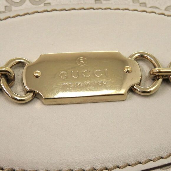 Gucci One Shoulder Guccissima 145778 Leather Ivory Gold Hardware White Handbag - Picture 9 of 10